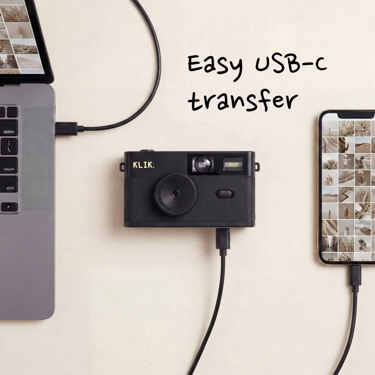 Black KLIK camera USB-C transfer