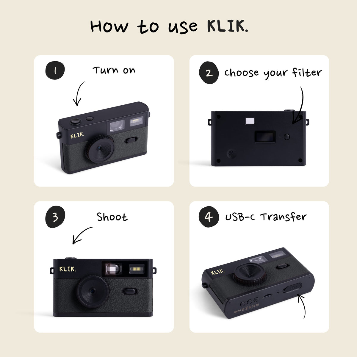 How to use the Black KLIK camera
