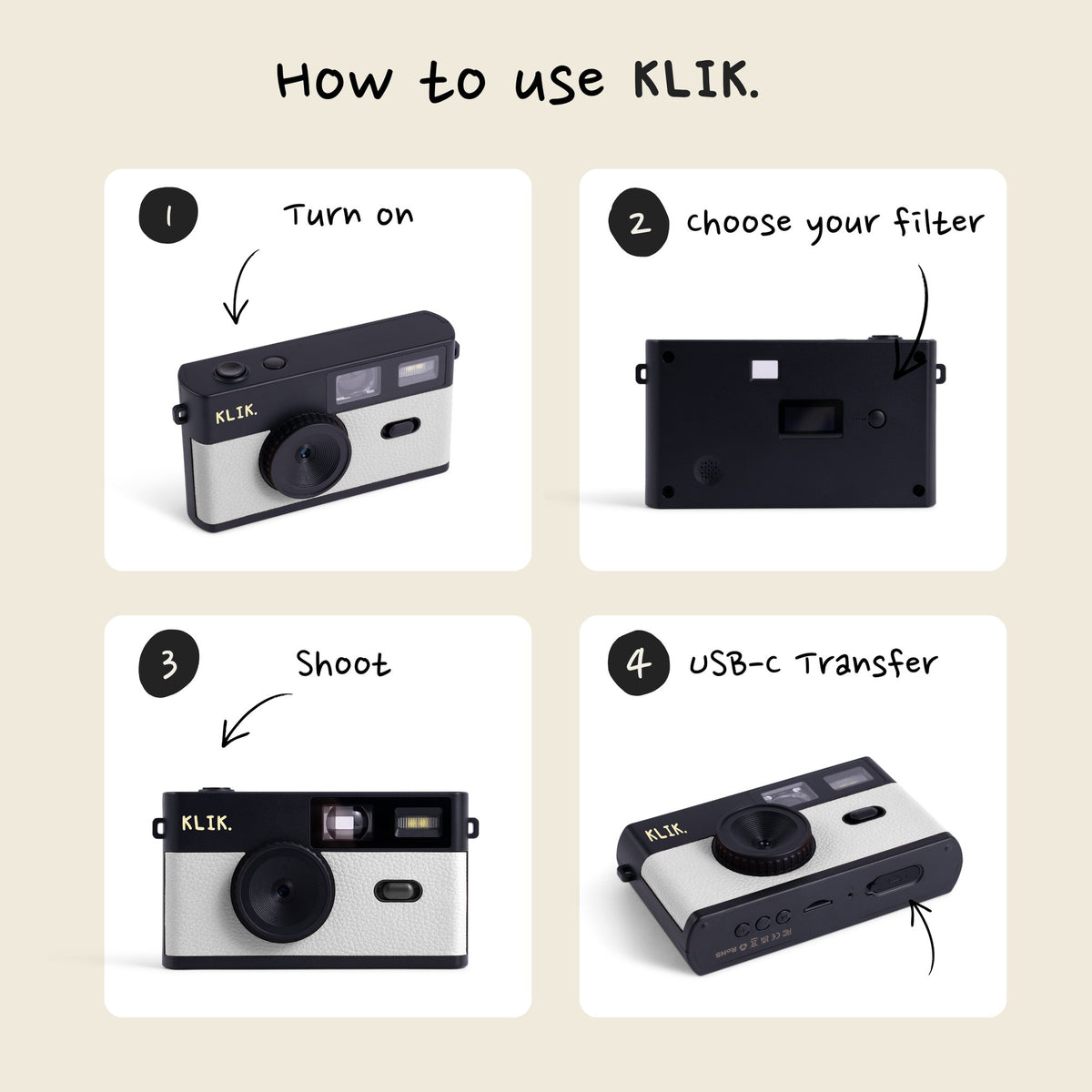 How to use the White KLIK camera