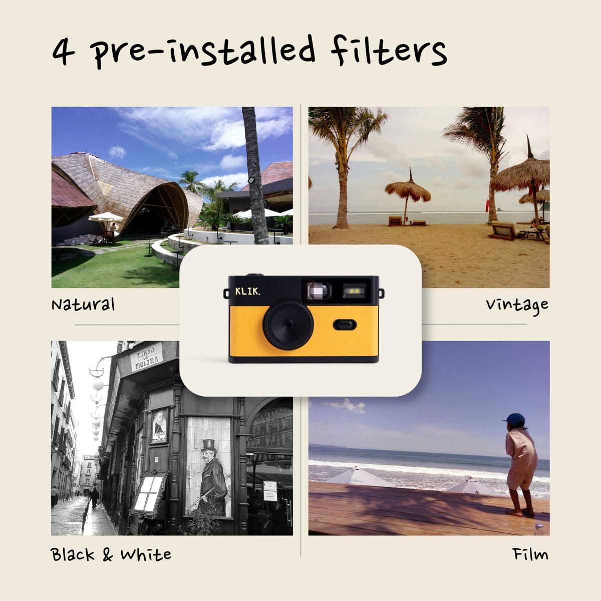 Yellow KLIK camera four film filters