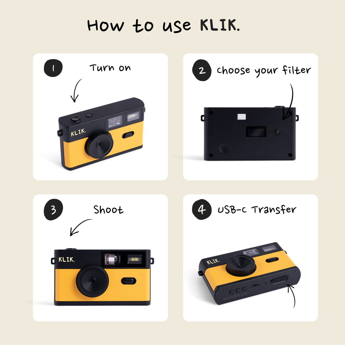 How to use the Yellow KLIK camera