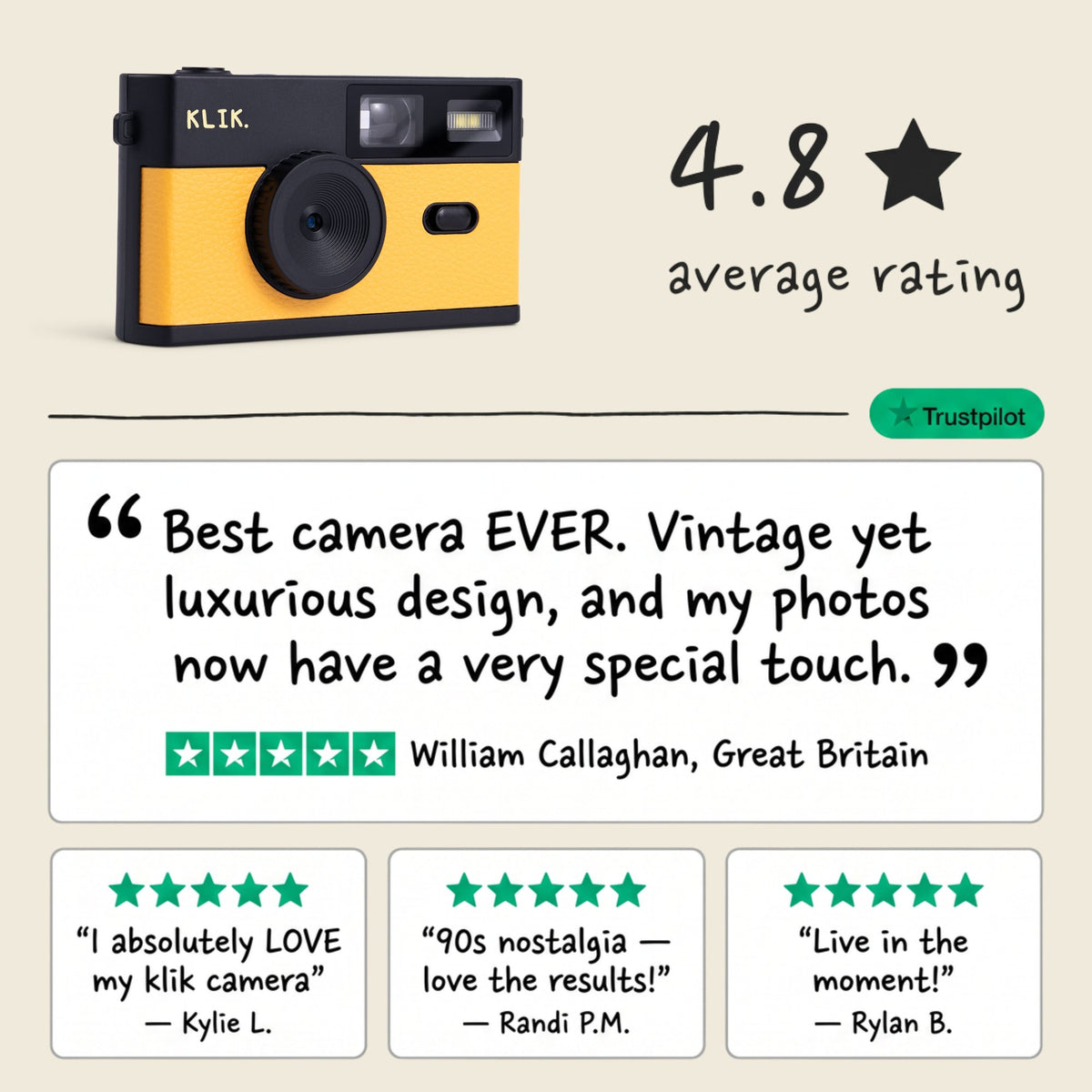 Yellow KLIK camera reviews