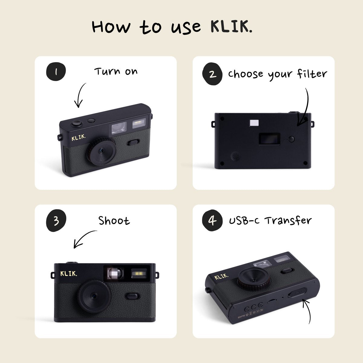KLIK™️ Screen-Free Camera - black