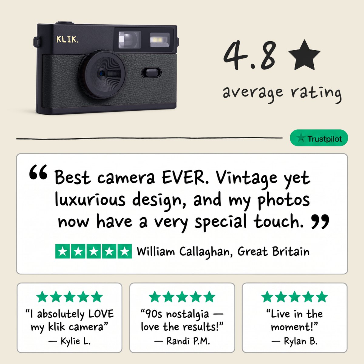 KLIK™️ Screen-Free Camera - black