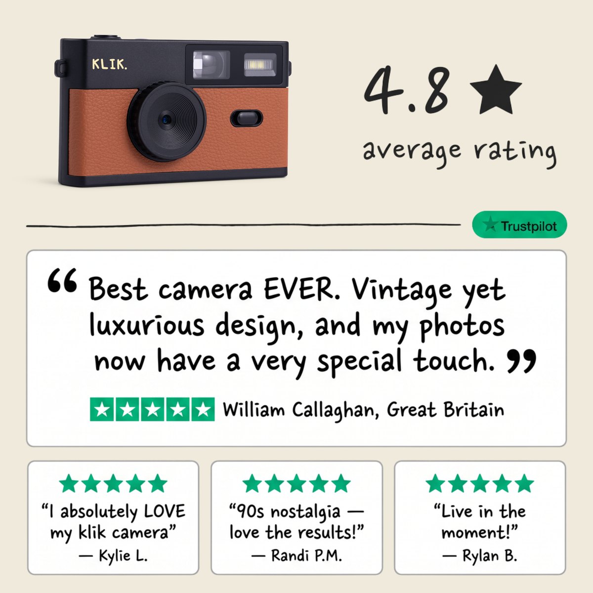 KLIK™️ Screen-Free Camera - brown