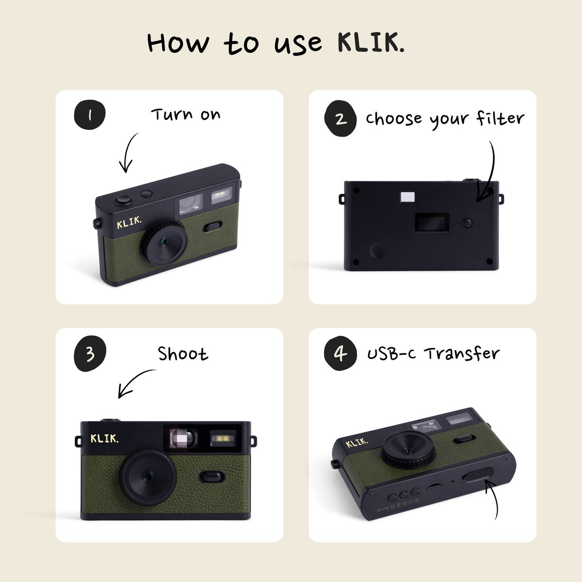 KLIK™️ Screen-Free Camera - green