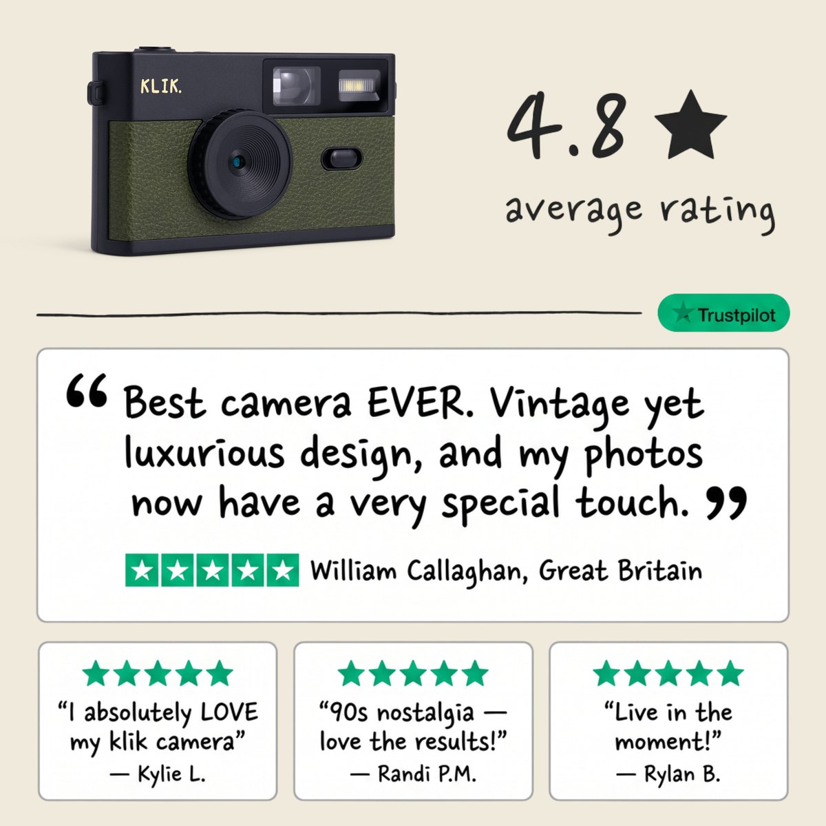 KLIK™️ Screen-Free Camera - green