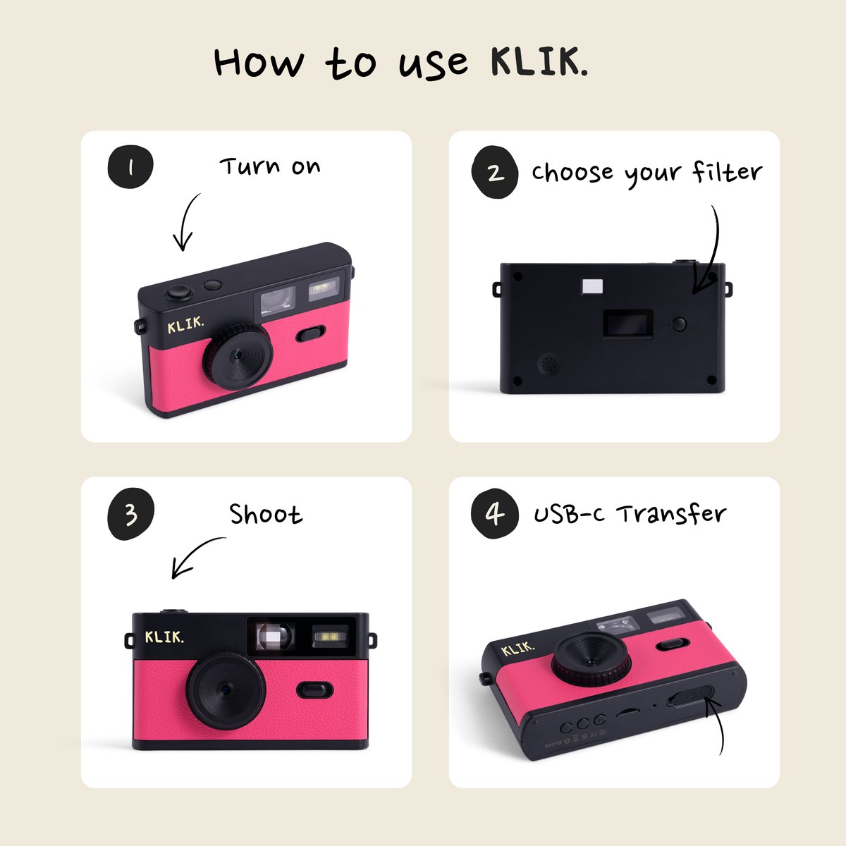 KLIK™️ Screen-Free Camera - pink