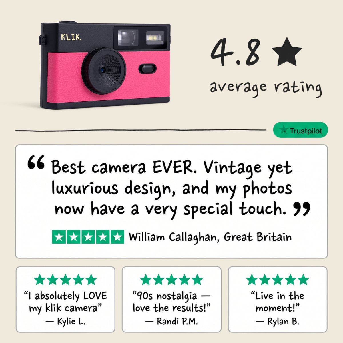 KLIK™️ Screen-Free Camera - pink